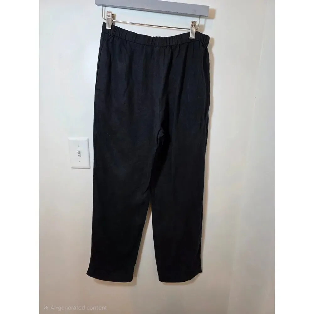 Quince 100% European Linen Pants Women's S Black Beach Travel‎ Casual